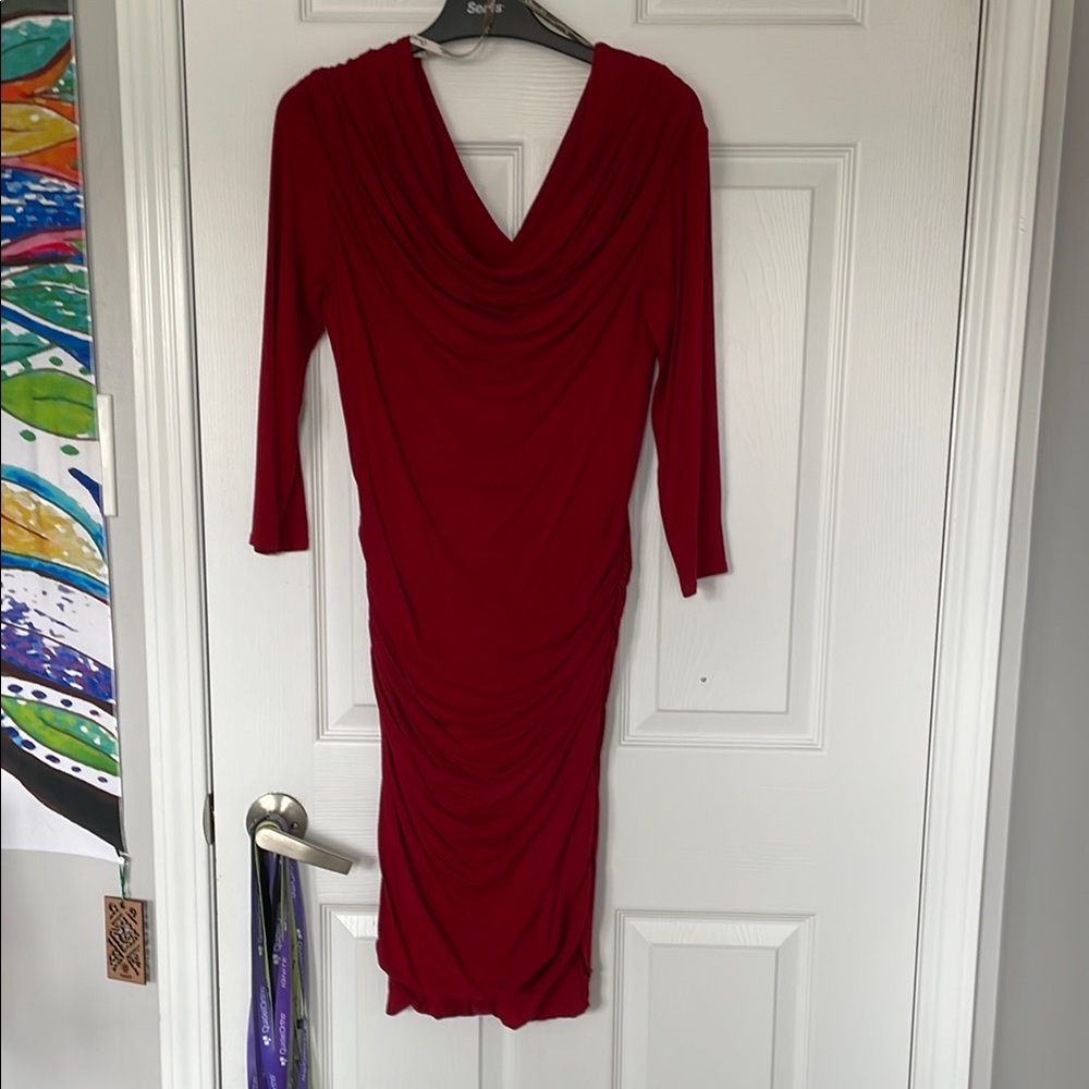Elegant Red Draped Dress